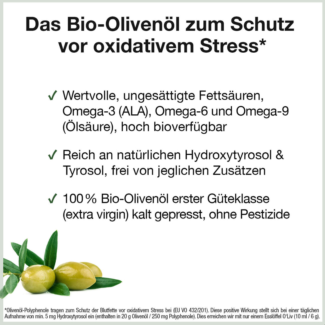 Bio-Olivenöl zum Schutz vor oxidativem Stress