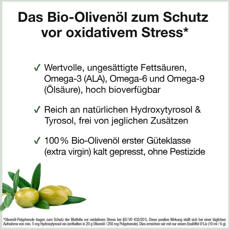 Bio-Olivenöl zum Schutz vor oxidativem Stress