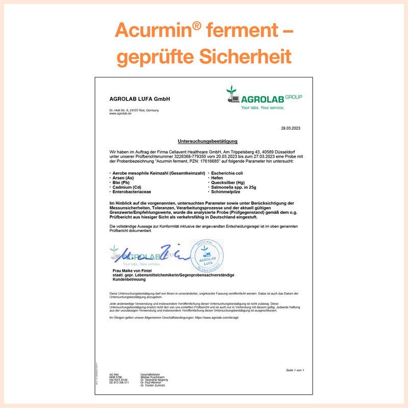 Acurmin® ferment Labor-Untersuchungsbericht
